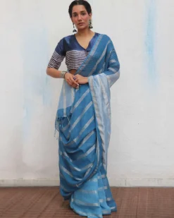 Megha Handwoven Linen Zari Saree - Jheel