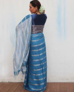 Megha Handwoven Linen Zari Saree - Jheel