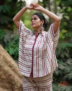 Megha Re Ivory Block Printed Cotton Shirt - WW