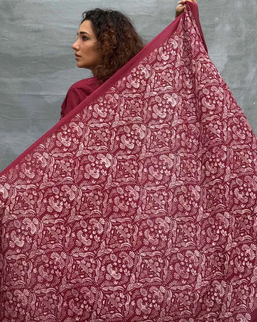 Melody of Meadows Blockprinted Cotton Dupatta
