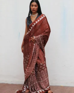 Mi Alma Blockprinted Modal Silk Saree