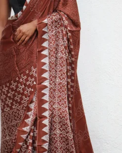 Mi Alma Blockprinted Modal Silk Saree