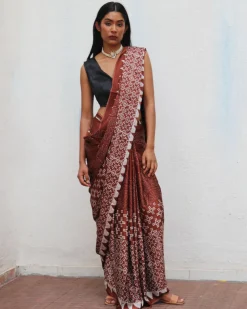 Mi Alma Blockprinted Modal Silk Saree