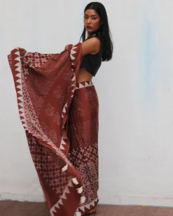 Mi Alma Blockprinted Modal Silk Saree