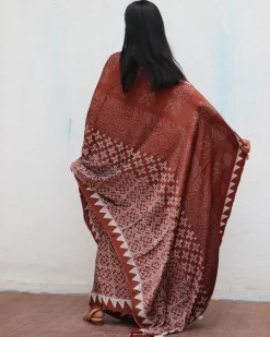 Mi Alma Blockprinted Modal Silk Saree