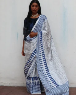 Mia Kara Blockprinted Modal Silk Saree