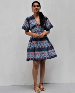 Midnight Dream Hand Block-Printed Cotton Dress -  Neelanjali