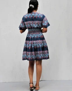 Midnight Dream Hand Block-Printed Cotton Dress -  Neelanjali