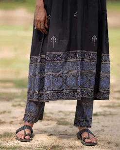 Midnight Garden Blockprinted Cotton Kurta Set-WWB