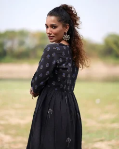 Midnight Garden Blockprinted Cotton Kurta Set-WWB