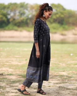 Midnight Garden Blockprinted Cotton Kurta Set-WWB