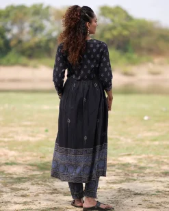 Midnight Garden Blockprinted Cotton Kurta Set-WWB