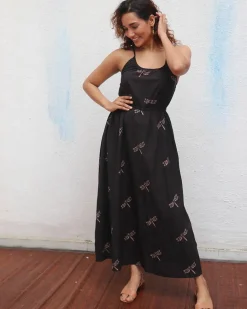 Midnight Mai Tai Block Printed Cotton Dress - Mono