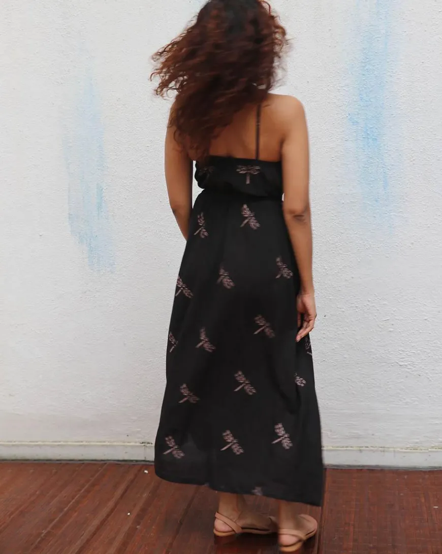 Midnight Mai Tai Block Printed Cotton Dress - Mono