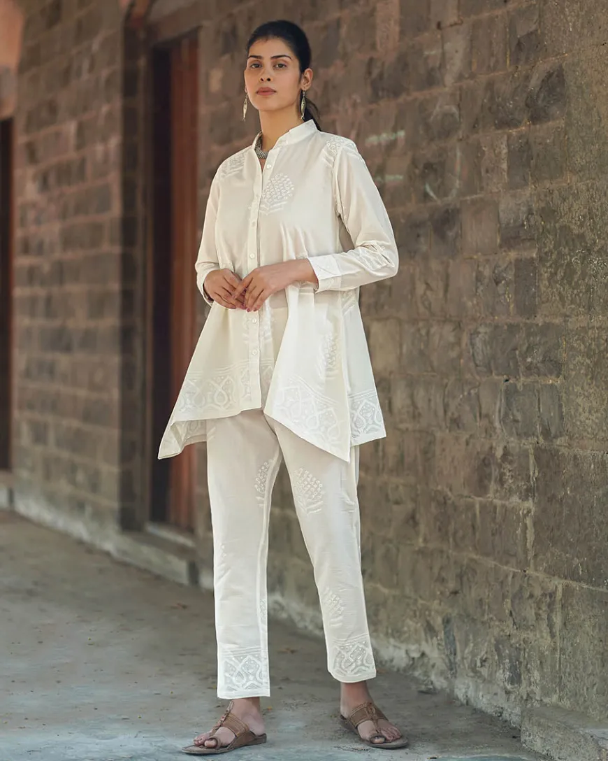 Milk Thistle Ivory Block Printed Top - SFD