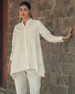 Milk Thistle Ivory Block Printed Top - SFD