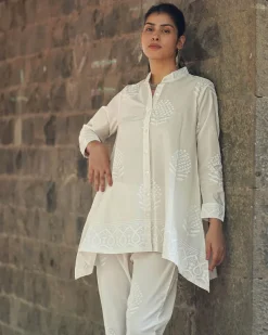 Milk Thistle Ivory Block Printed Top - SFD