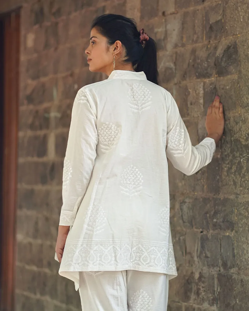 Milk Thistle Ivory Block Printed Top - SFD
