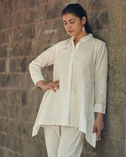 Milk Thistle Ivory Block Printed Top - SFD