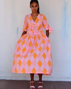 Miranda Handblockprinted Cotton Dress-Sor