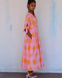 Miranda Handblockprinted Cotton Dress-Sor