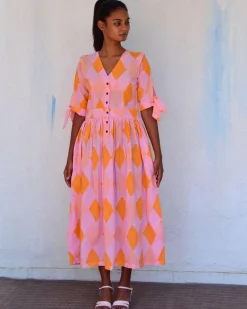 Miranda Handblockprinted Cotton Dress-Sor