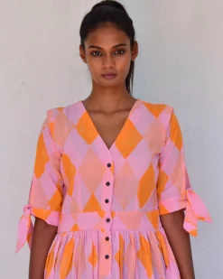 Miranda Handblockprinted Cotton Dress-Sor