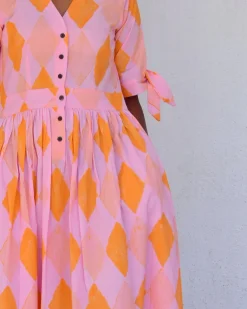 Miranda Handblockprinted Cotton Dress-Sor