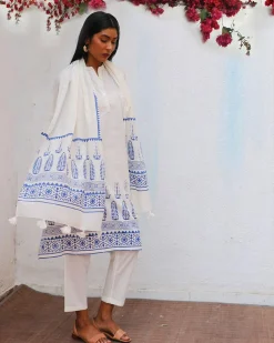 Mirasol Blockprinted Cotton Stole - BGVL