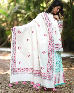 Mogra’s Magic Ivory Handblock Dupatta - MMG