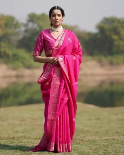Mohana Blockprinted Dola Silk Saree - RB