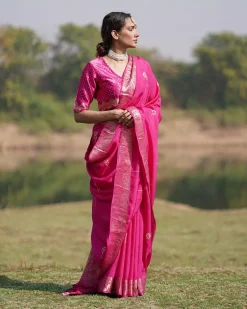 Mohana Blockprinted Dola Silk Saree - RB