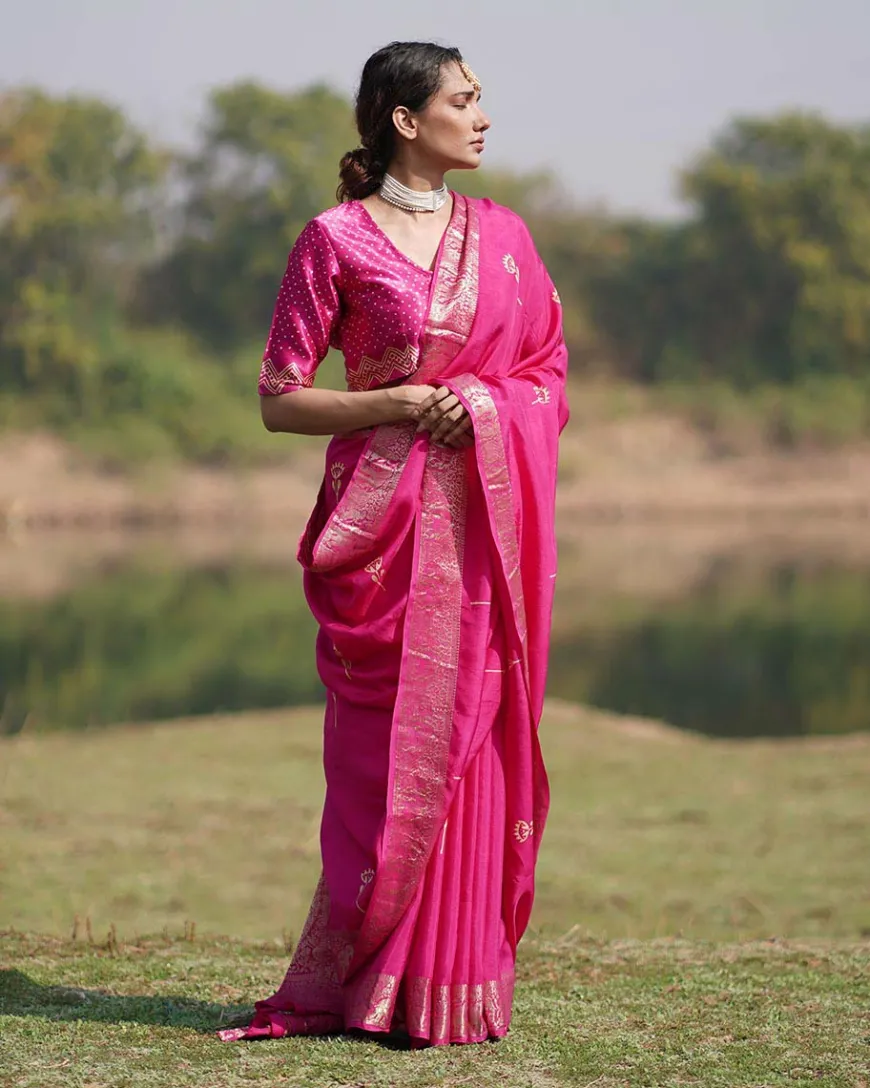 Mohana Blockprinted Dola Silk Saree - RB