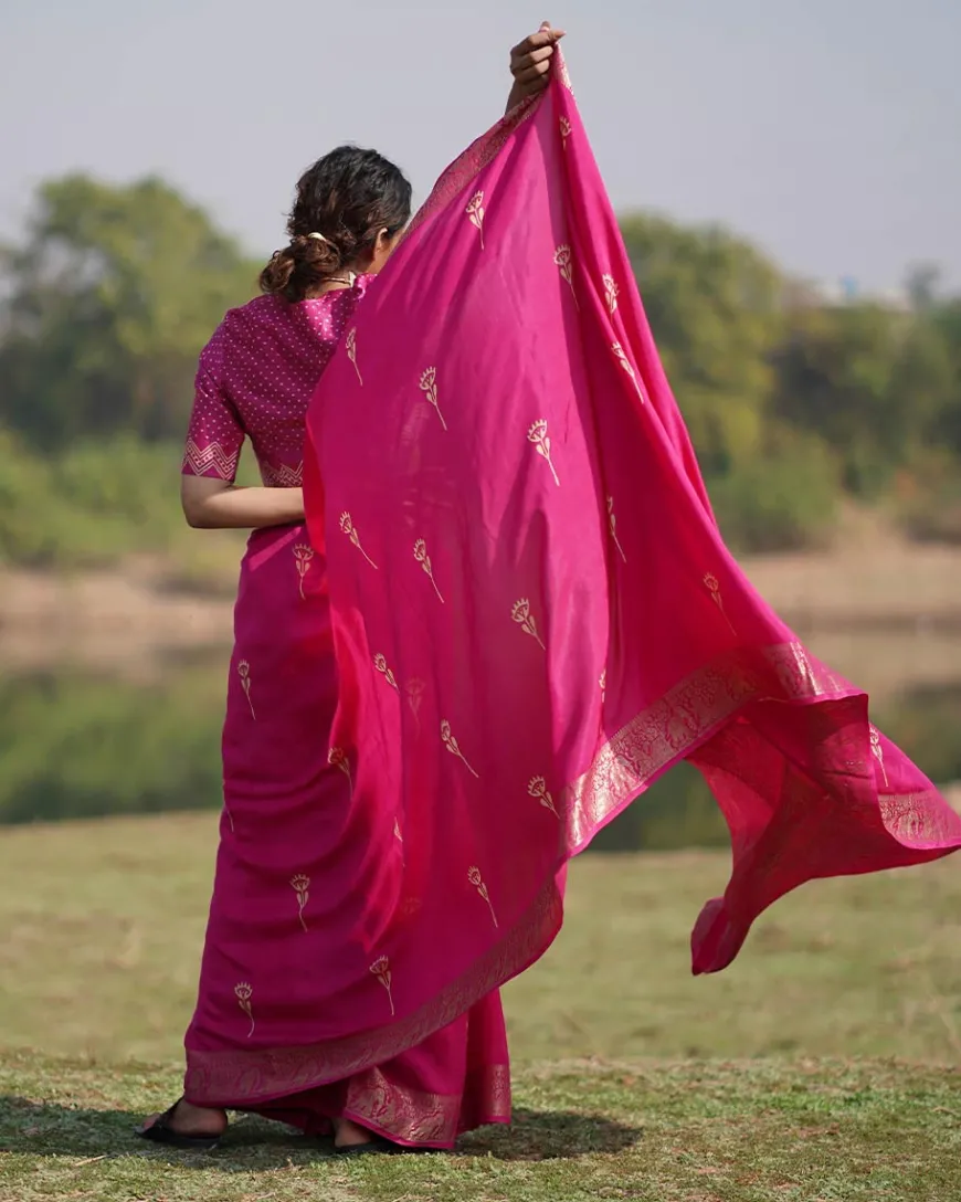Mohana Blockprinted Dola Silk Saree - RB