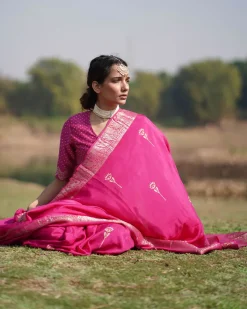 Mohana Blockprinted Dola Silk Saree - RB