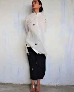 Monochrome Pure Cotton Block Printed Kurta Set-Mono
