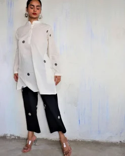 Monochrome Pure Cotton Block Printed Kurta Set-Mono