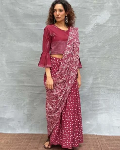 Moonlight Blockprinted Cotton Saree - Soil