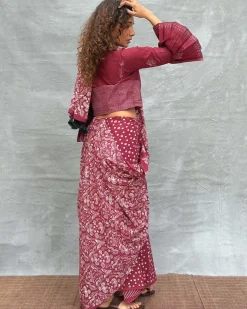 Moonlight Blockprinted Cotton Saree - Soil