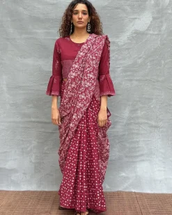 Moonlight Blockprinted Cotton Saree - Soil