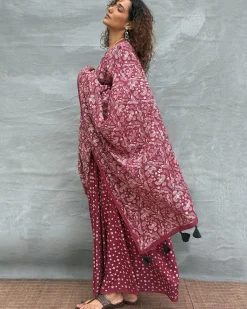 Moonlight Blockprinted Cotton Saree - Soil