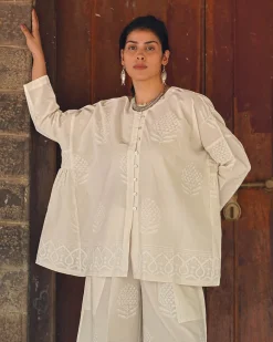 Morning Butter Ivory Block Printed Top - SFD