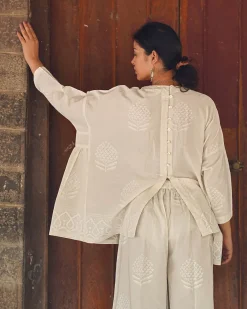 Morning Butter Ivory Block Printed Top - SFD