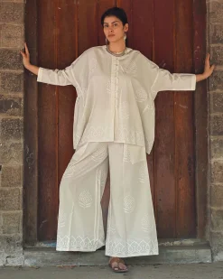 Morning Butter Ivory Block Printed Top - SFD