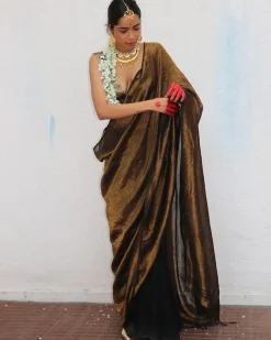 Mrinal Handwoven Linen Zari Saree