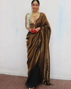 Mrinal Handwoven Linen Zari Saree