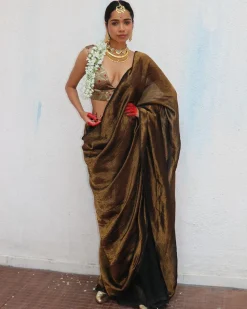 Mrinal Handwoven Linen Zari Saree