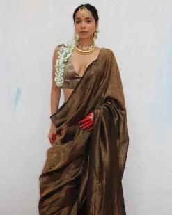 Mrinal Handwoven Linen Zari Saree