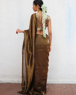 Mrinal Handwoven Linen Zari Saree