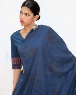 Msafiri Blockprinted Cotton Saree - NOMAD